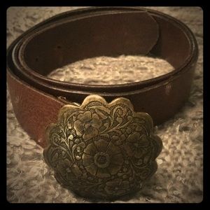 Garnet Hill Leather Belt Boho Sz M
